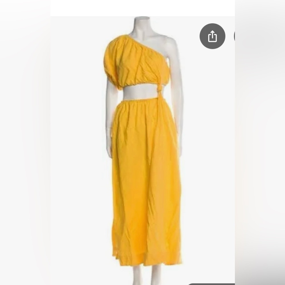 Yellow One-Shoulder Two-Piece Set